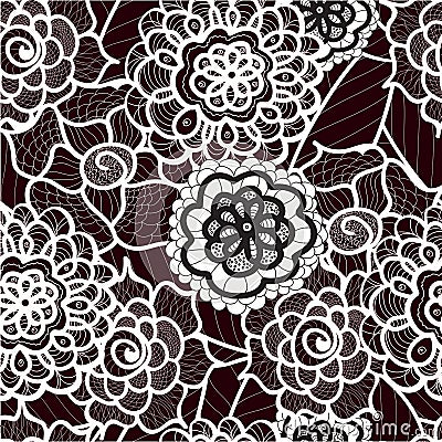 Lace seamless pattern with abstract elements. Vector floral background. Vector Illustration