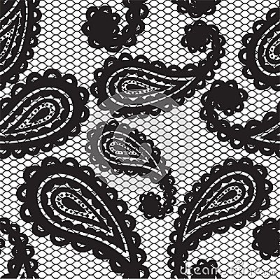 Lace seamless pattern with flowers Vector Illustration