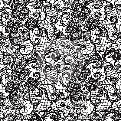 Lace seamless pattern with flowers Vector Illustration