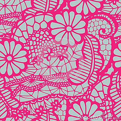 Lace seamless pattern with flowers Vector Illustration