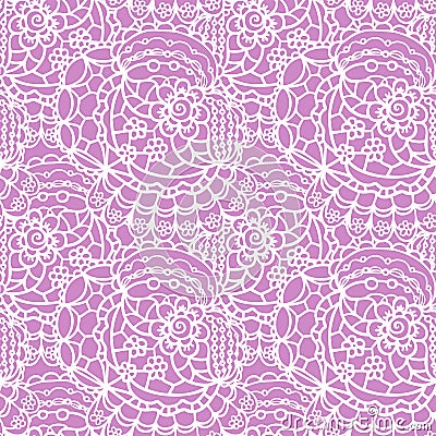 Lace seamless pattern with flowers Vector Illustration