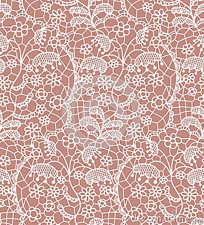 Lace seamless pattern with flowers Vector Illustration