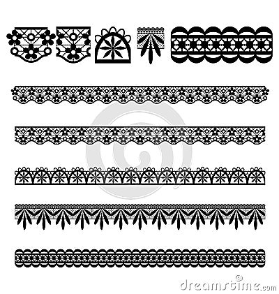 Lace Trim Vector Brush Set Vector Illustration