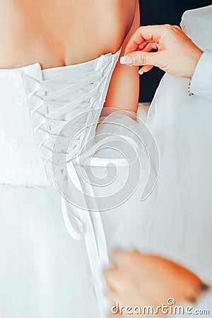 Lace up Wedding Dress Stock Photo