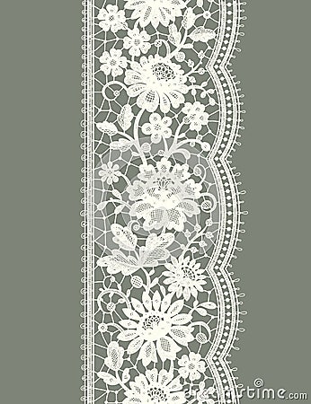 Lace Vertical Seamless Pattern. Vector Illustration