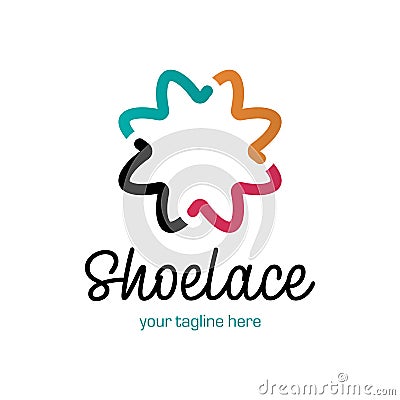 Laces Sneaker Shop logo or emblem. Shoelace vector isolated sign Vector Illustration