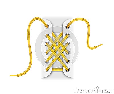 Lacing technique for sneaker, sport, running shoes, trainers realistic template. Boots laces Vector Illustration