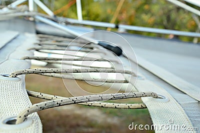 Lacing wire ropes Stock Photo
