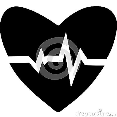 Lack Heart pulse on the white background. Heartbeat lone, cardiogram. Beautiful healthcare, medical. Modern simple design. Icon. s Vector Illustration