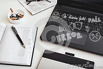 Lack of ideas. Cropped shot of office desk. Marketing failures concept Cartoon Illustration