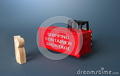 Lack shipping delivery capacity of goods. Shortage of containers. Global imbalance of trade and transport Stock Photo