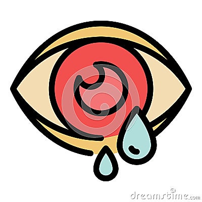 Lacrimation eye icon color outline vector Vector Illustration