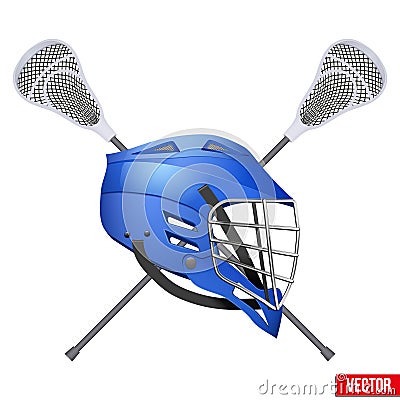 Lacrosse helmet and sticks Vector Illustration