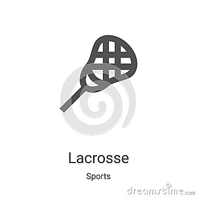 lacrosse icon vector from sports collection. Thin line lacrosse outline icon vector illustration. Linear symbol for use on web and Vector Illustration