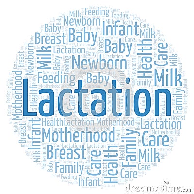 Lactation in a shape of circle word cloud. Stock Photo