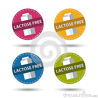 Lactose Free Buttons - Colorful Vector Illustration - Isolated On White Stock Photo