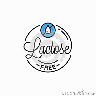 Lactose free logo. Round linear logo of lactose Vector Illustration