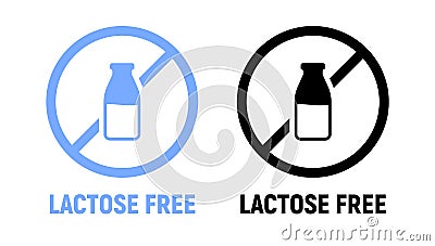 Lactose gluten free dairy icon. Milk dietary lactose free sign stamp or logo Vector Illustration