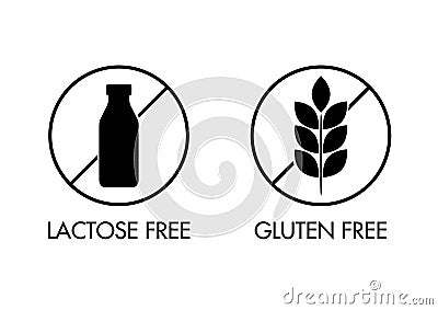 Lactose and gluten free icons Stock Photo