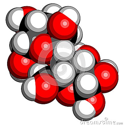 Lactose milk sugar molecule. 3D rendering. Atoms are represented as spheres with conventional color coding: hydrogen white,. Vector Illustration