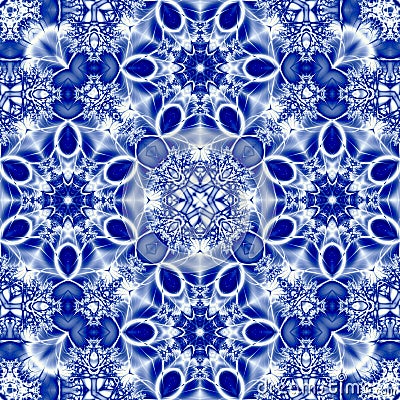 Lacy blue square arabesque designs, russian ornament for shawl or carpet Stock Photo
