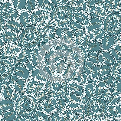 Lacy floral dotted seamless vector pattern in teal colors Vector Illustration