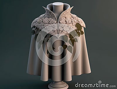 lacy florid trimmed mink cape. AI generation Stock Photo