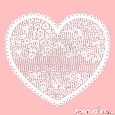 Lacy heart on pink background Vector Illustration
