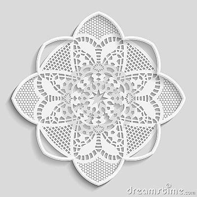 Lacy paper doily, decorative flower Vector Illustration