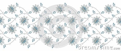 Lacy vector flower border on white background Vector Illustration