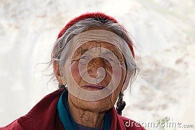 Ladakhi woman portrait, Ladakh, India Editorial Stock Photo