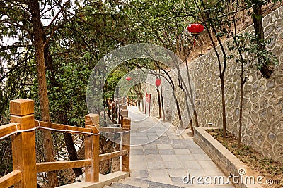 Ladder in the Chinese Huaqing Springs Park Stock Photo