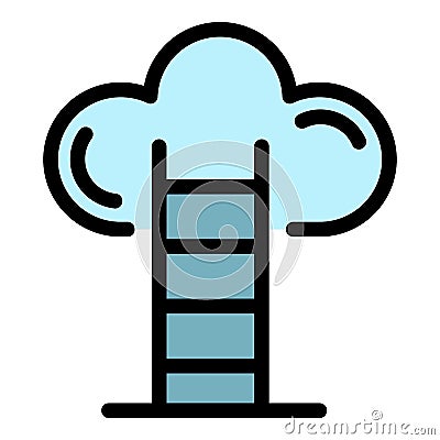 Ladder cloud target icon color outline vector Vector Illustration