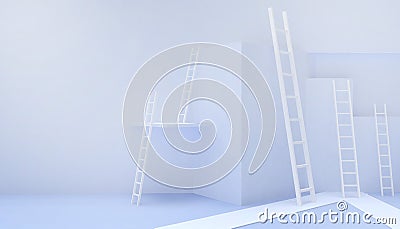 Ladder Different creative Business concepts on light blue paste color background with shadows Stock Photo