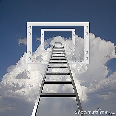 Ladder into Flat Panel Stock Photo