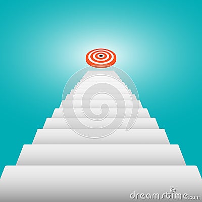 Ladder leading up to the goal. The concept of the path to success, business growth, new creative ideas. Vector Illustration