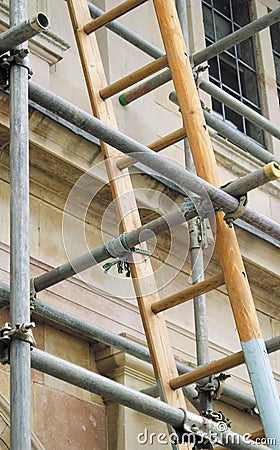 Ladder and scaffolding Stock Photo