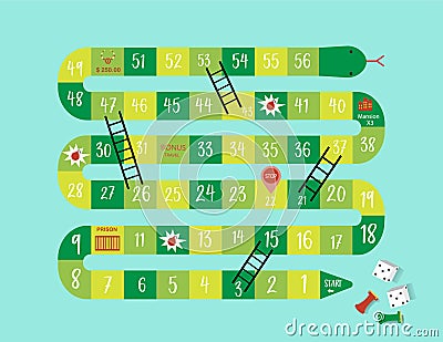 Ladder snakes game, Funny frame for children,Vector illustrations. Vector Illustration