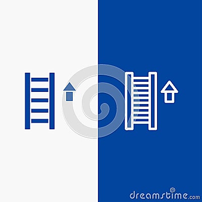 Ladder, Stair, Staircase, Arrow Line and Glyph Solid icon Blue banner Line and Glyph Solid icon Blue banner Vector Illustration