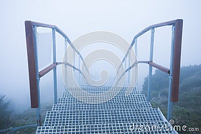 Ladder with stairs in the mystic mountain landscape. Stock Photo