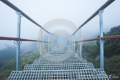 Ladder with stairs in the mystic mountain landscape Stock Photo