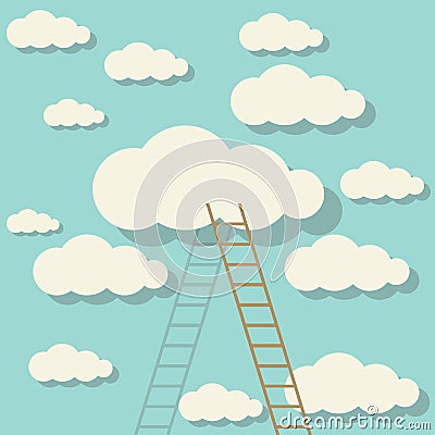 ladder touching the cloud in the sky Vector Illustration