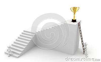 Ladder and trophies Stock Photo