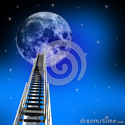 Ladder Up to the Moon Stock Photo