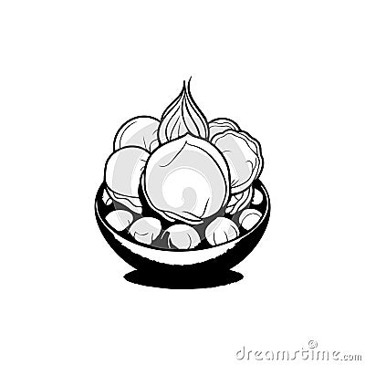 Laddu Icon hand draw black colour diwali logo symbol perfect Vector Illustration