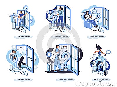 Ladge question mark. Problem and solution concept metaphor. Ask questions. FAQ frequently asked help Stock Photo