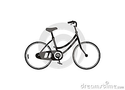 Ladies bike. Simple illustration in black and white. Vector Illustration