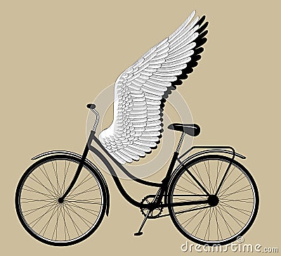 Ladies bike with wings Vector Illustration