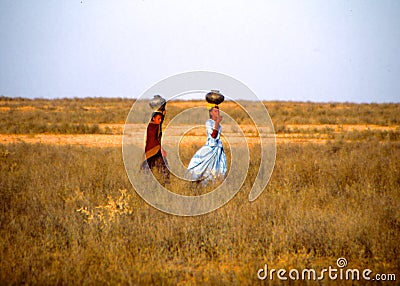 Ladies carrying, Jaisalmer, India Editorial Stock Photo