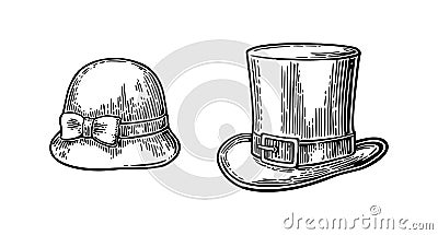 Ladies and gentlemen hat. Vector Illustration